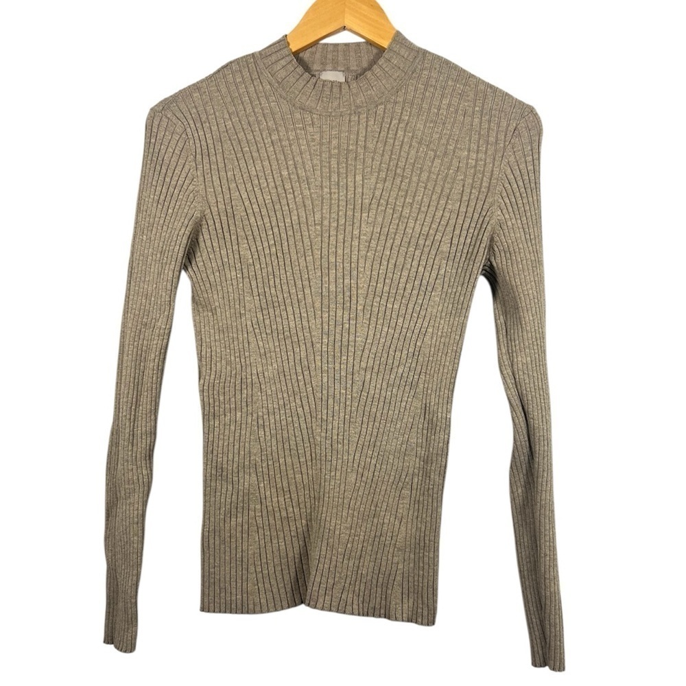 H&M Ribbed Fitted Mock Neck Long Sleeve/Sweater Large